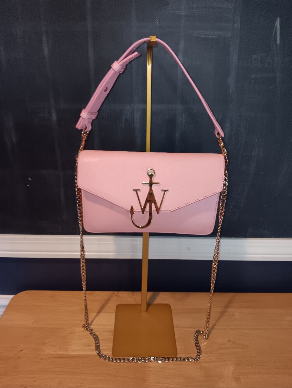 JW ANDERSON Pink Anchor Logo Leather Shoulder Bag